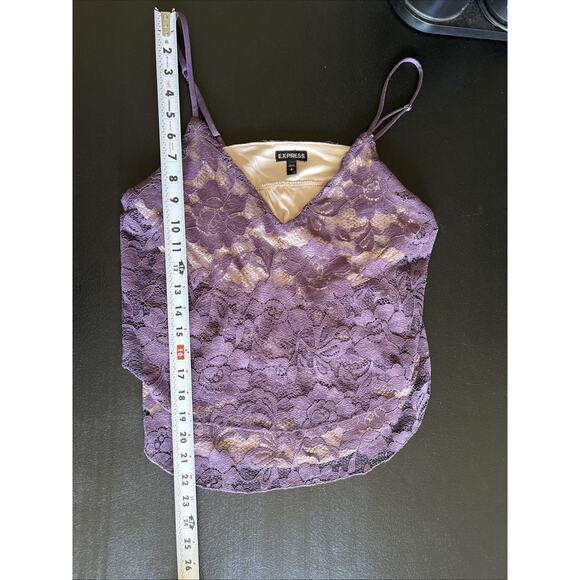 Express Tiered Lace Babydoll Cami Small Crop Purple Coquette Delicate Fairy Y2K - Picture 9 of 9
